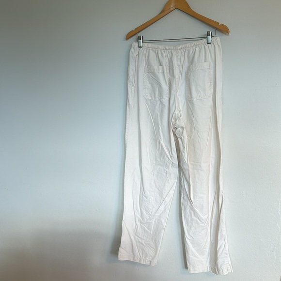 L.L. Bean Classic Fit Cream Pants Regular M Elastic Waistband 100% Cotton - Picture 4 of 6